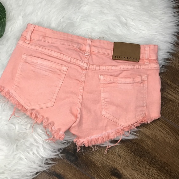 Billabong • Peach Lace Up Distressed Denim Shorts - Picture 6 of 8